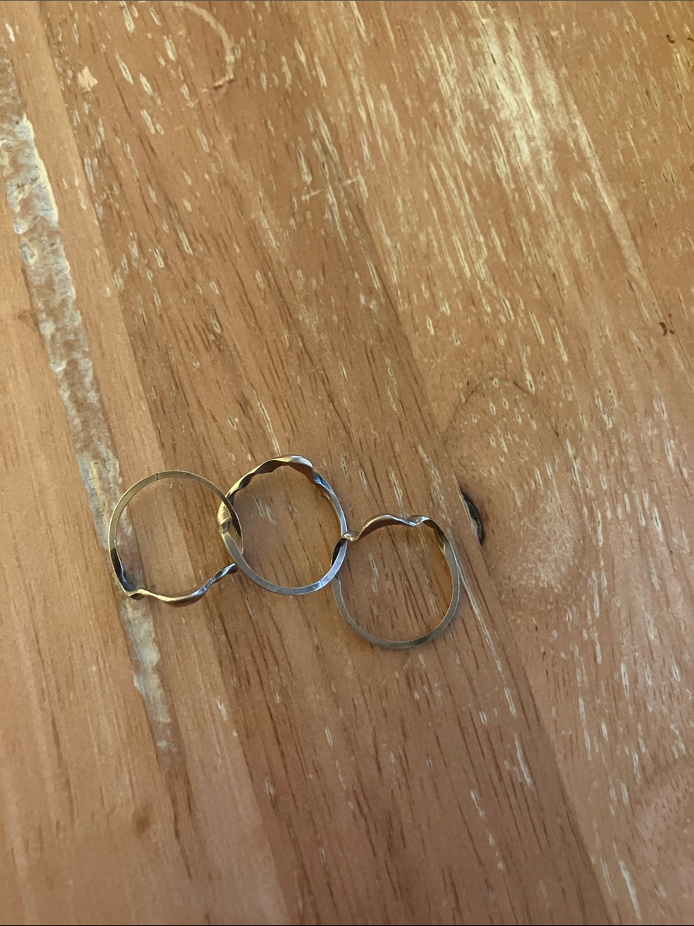 Set of Three Slim Wavy Stackable Rings - Silver Tone